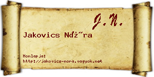 Jakovics Nóra névjegykártya